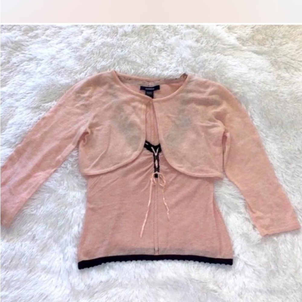 Express Light Pink Sweater with Black Accents
